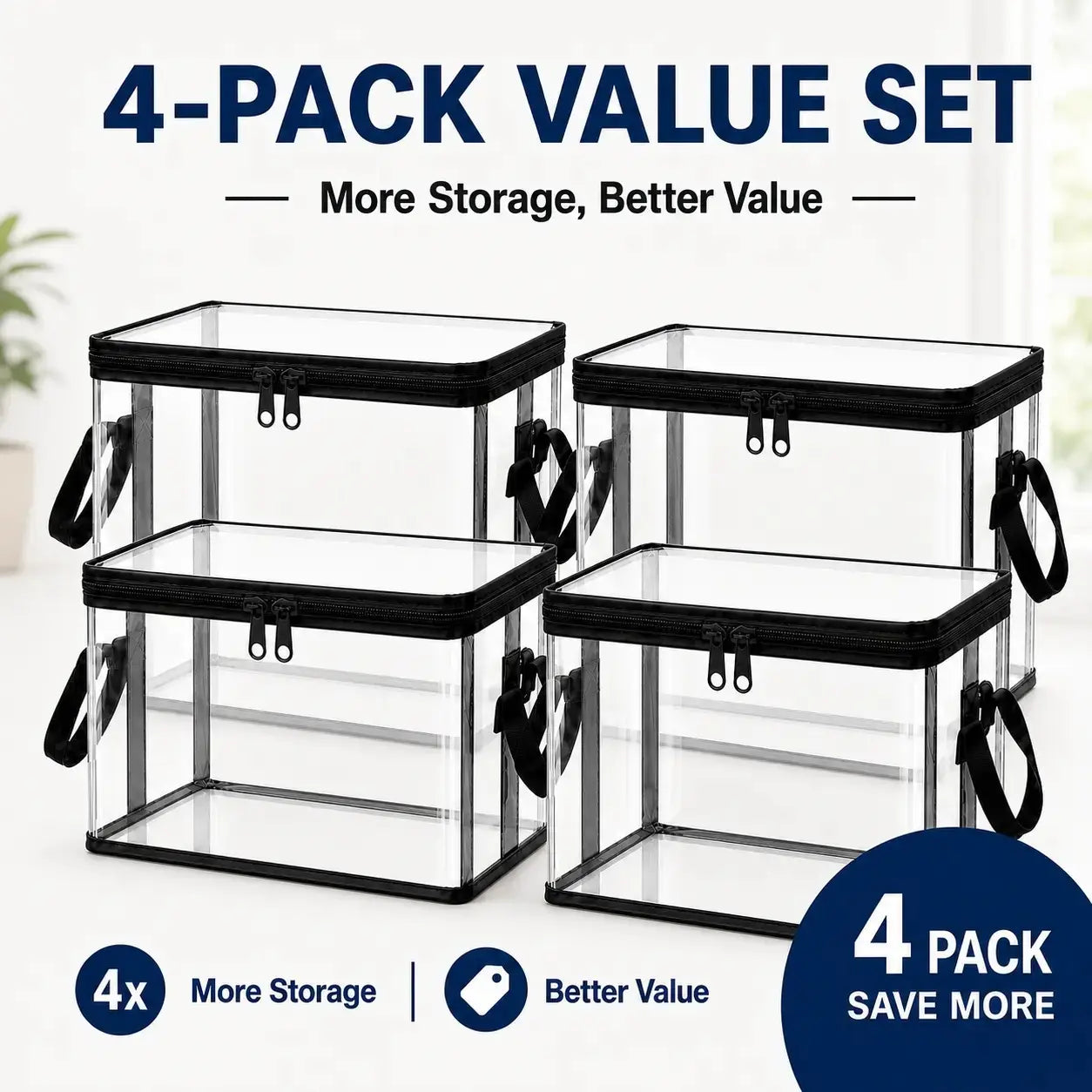 Large Clear Thick Plastic Storage Box with Hinged Lid, Heavy-Duty Durable High-Capacity Organizer for Home, Moving, Attic
