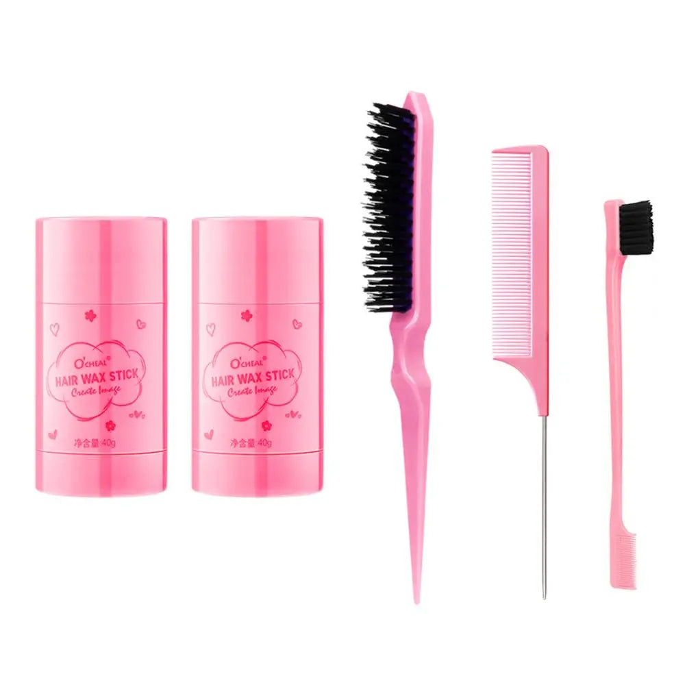 Hair Styling Kit, 5 Counts/Set Hair Wax & Hair Brush Kit, 2 Counts Gel & 3 Counts Hair Brush, Professional Hair Styling Tool for Women & Men, Hair Styling Combs