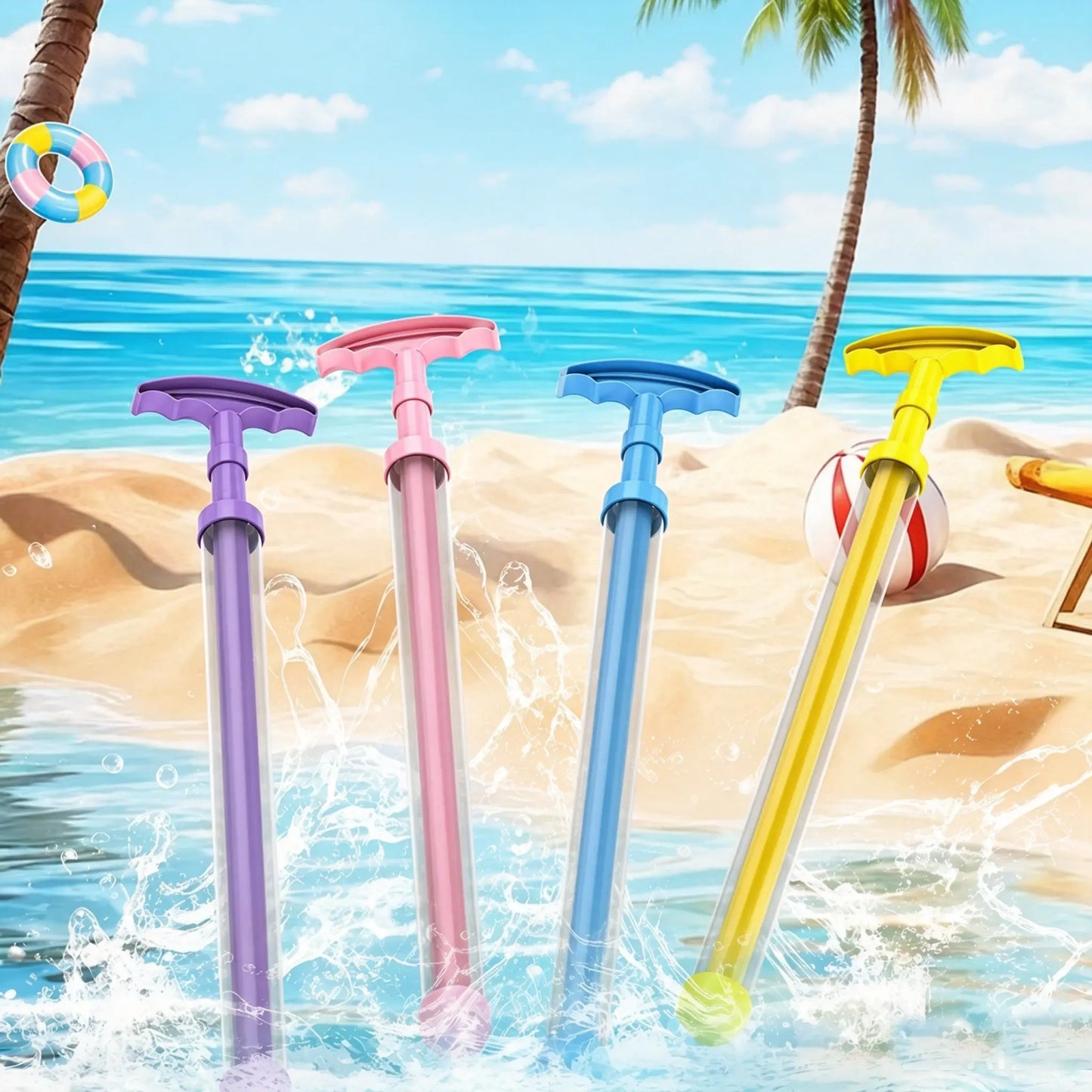 Pink Retractable Water Gun — Summer Outdoor Pool & Beach Water Play Party Toy — Water Hose / Drain Pipe / Drainage System